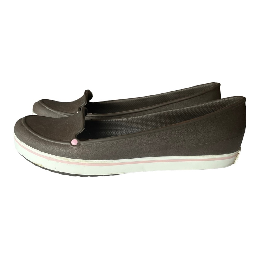 Crocs Crocband Loafer in Chocolate Brown and Millennial Pink Women’s Size 11 - Picture 2 of 9